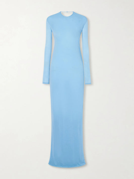Image of Dresses. Product name - Crepe Silk Gown in Light blue colour by brand - TOM FORD