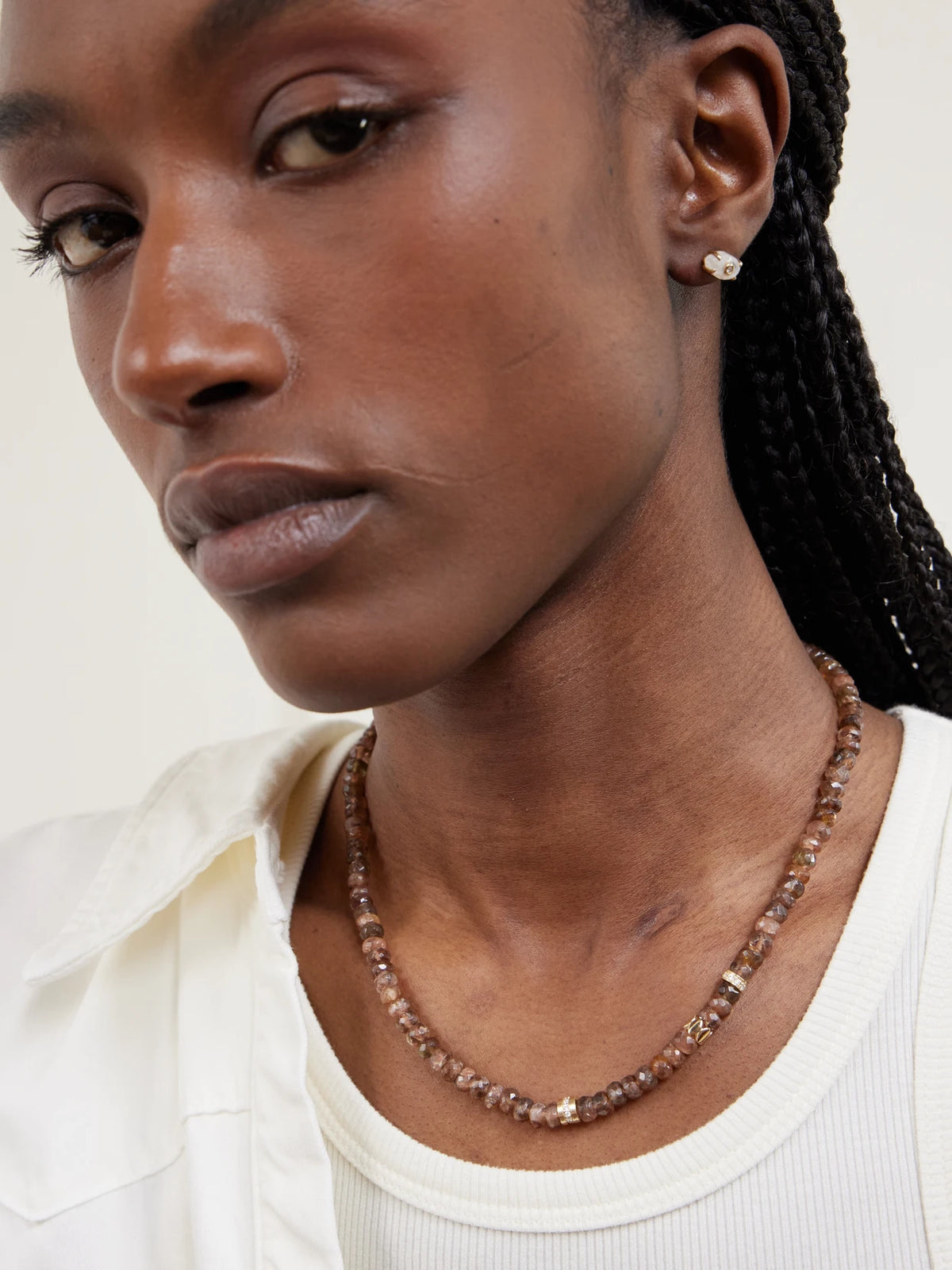 Image of Necklaces. Product name - 14-karat Gold, Andalusite And Diamond Necklace in Multi colour by brand - Sydney Evan