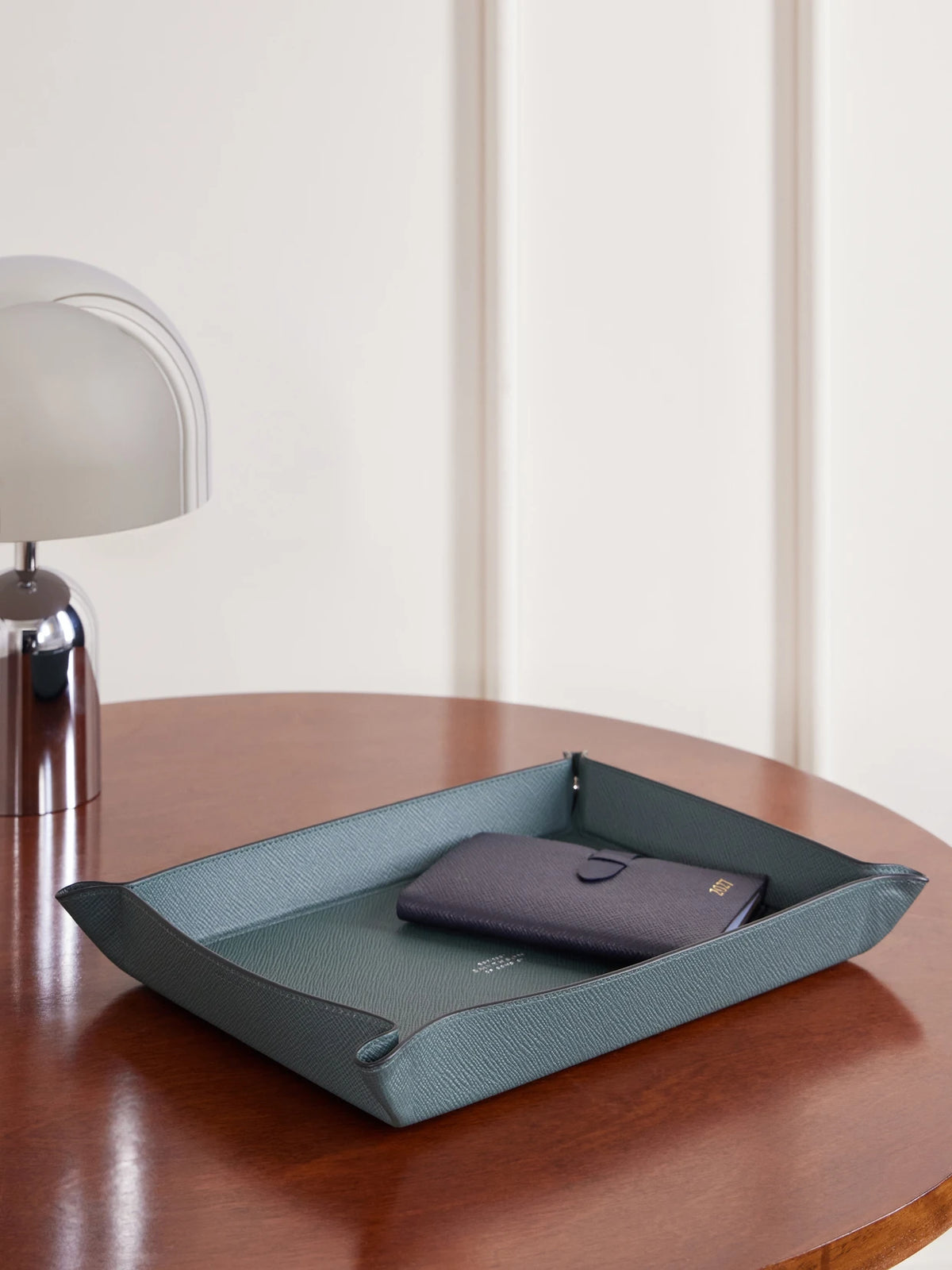 Image of Accessories. Product name - Panama Leather Trinket Tray in Dark green colour by brand - Smythson