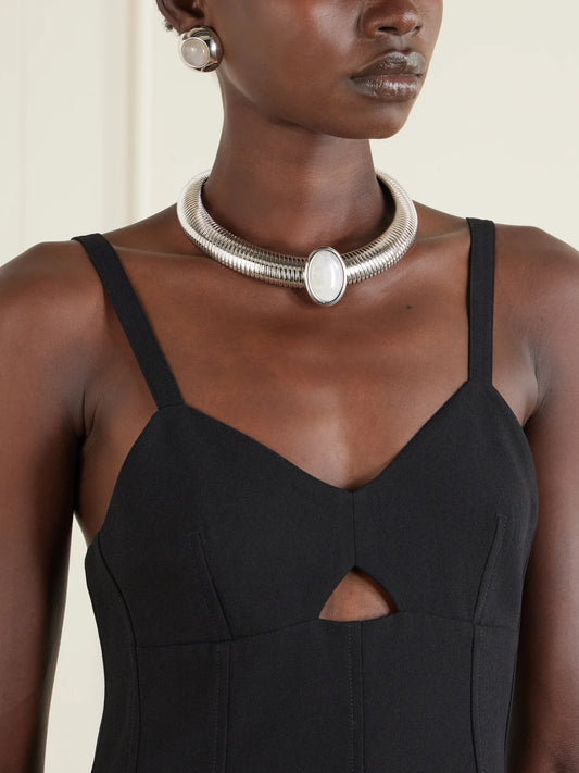Image of Necklaces. Product name - Opyum Rhodium-plated Moonstone Necklace in Silver colour by brand - Julietta