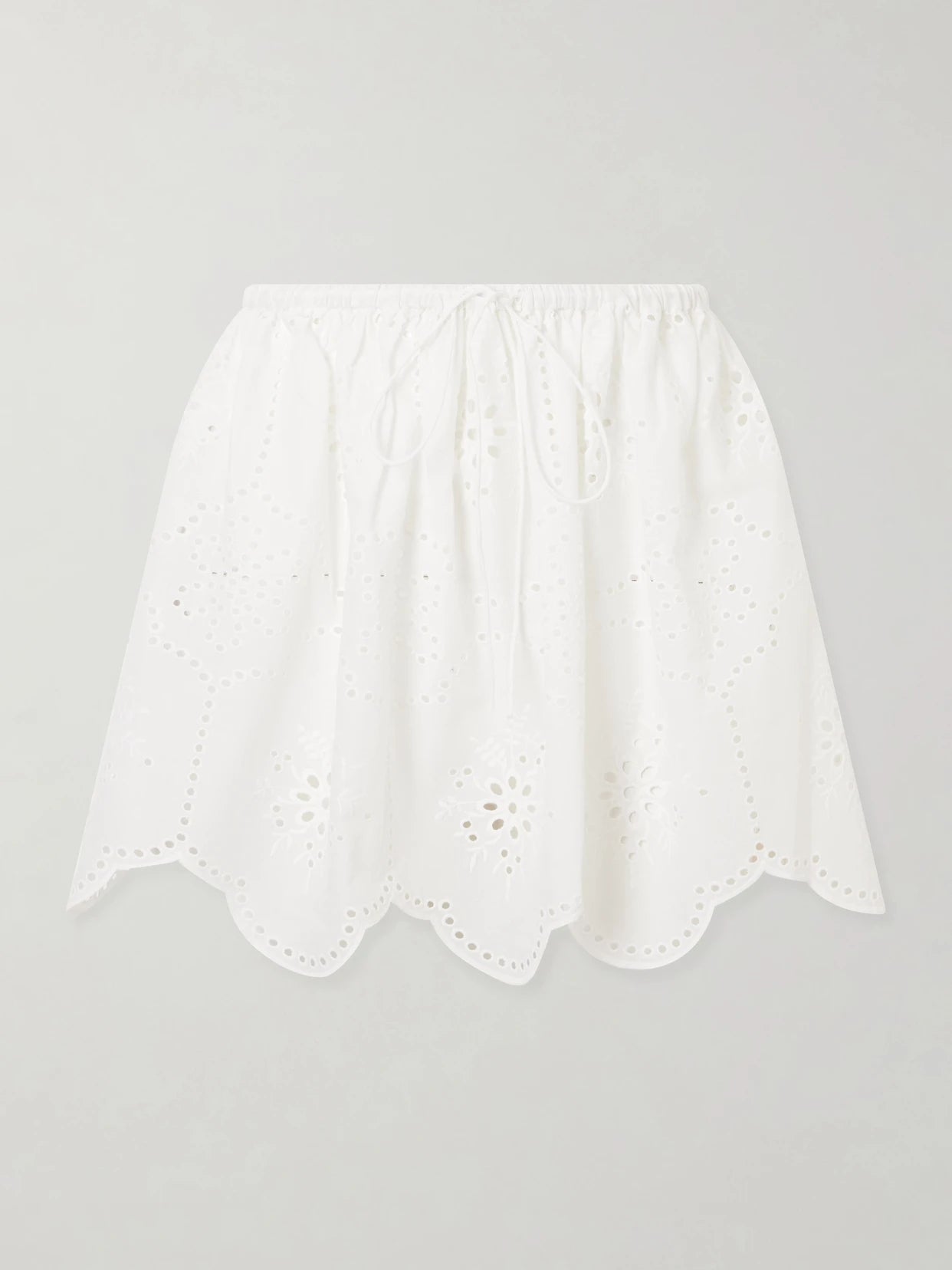 Scalloped Broderie Anglaise-trimmed Cotton Mini Skirt