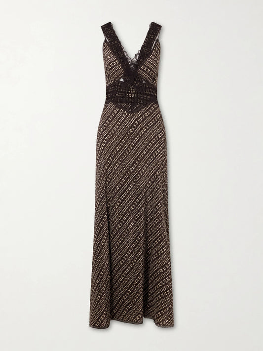 Astrid Satin And Lace Cut-out Dress