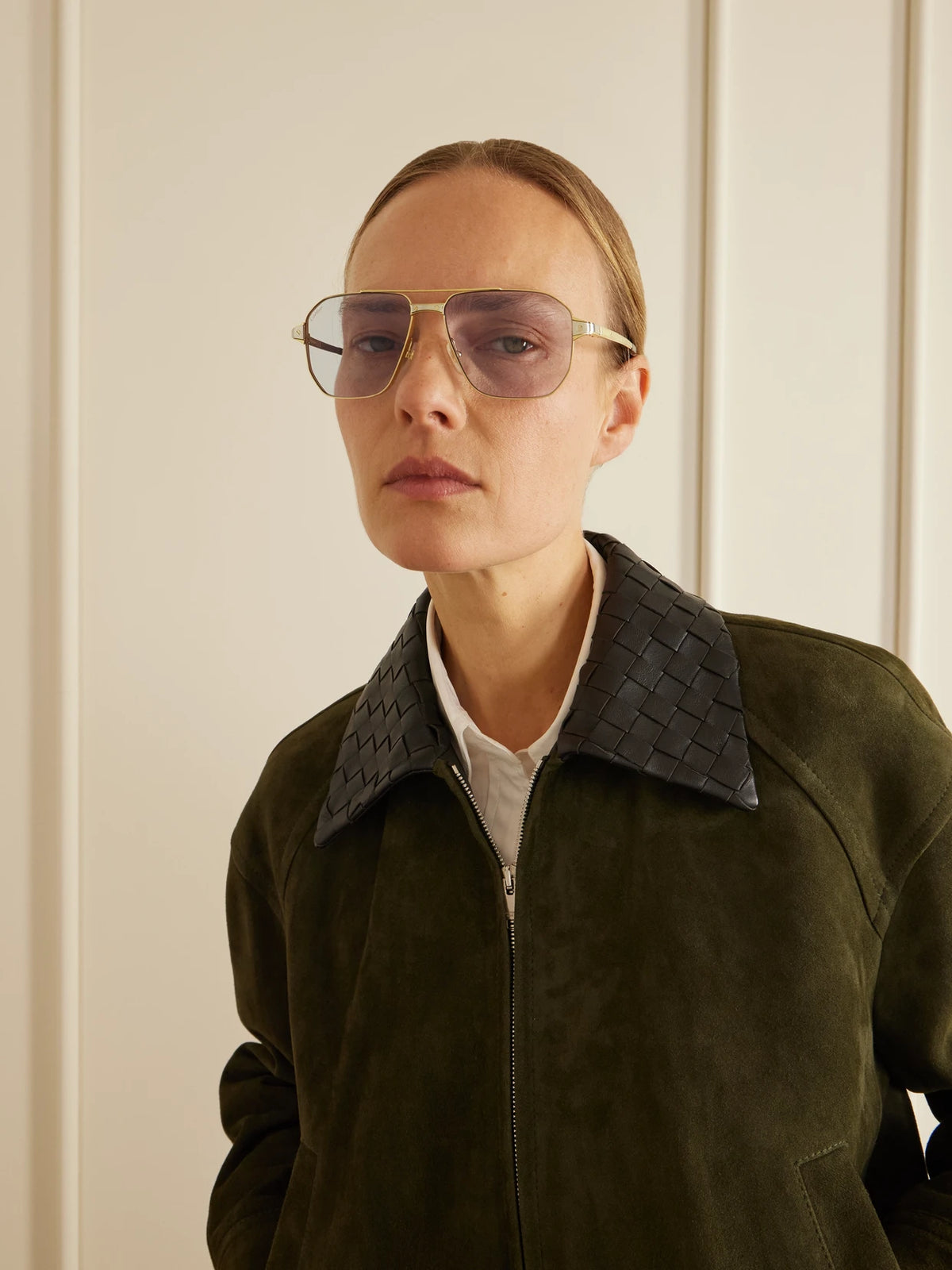 Image of Sunglasses. Product name - Santos De Cartier Gold- And Silver-tone Aviator-style Sunglasses in Multi colour by brand - Cartier Eyewear