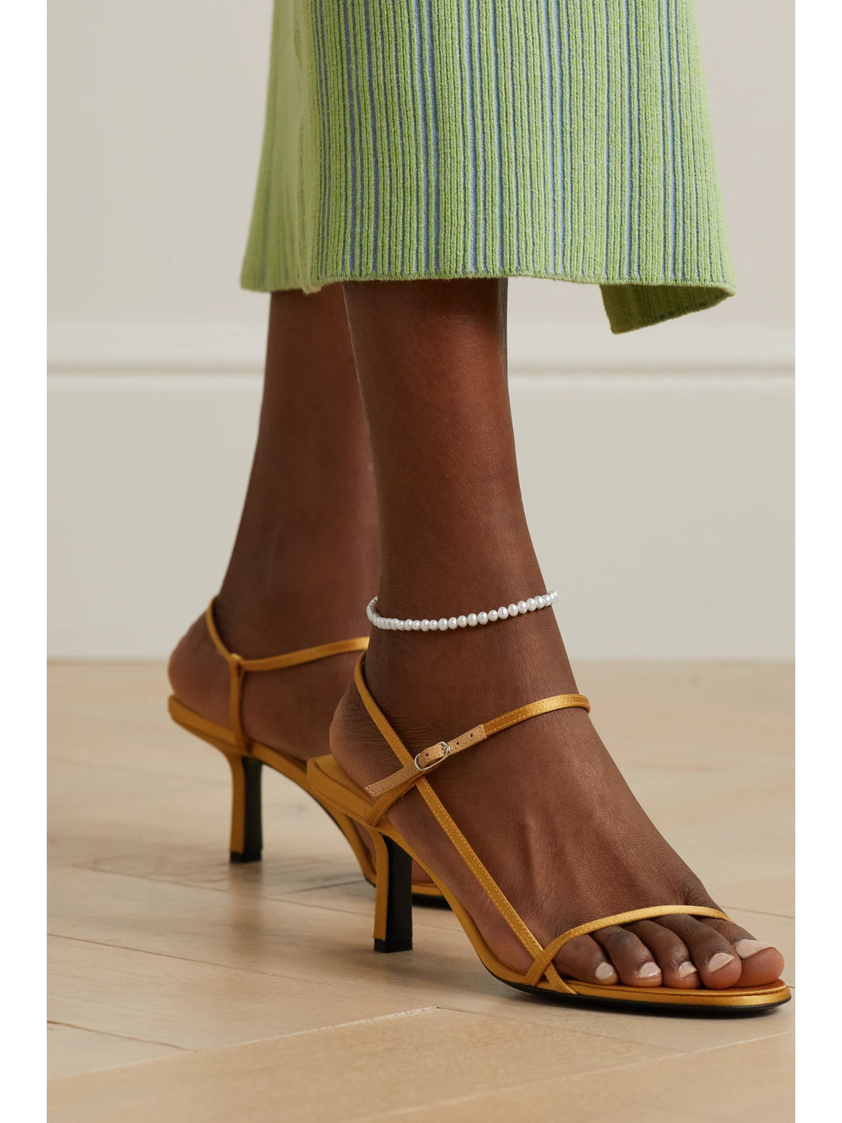 Image of Anklets. Product name - Not Your Mother's 14-karat Gold Pearl Anklet in White colour by brand - Mateo