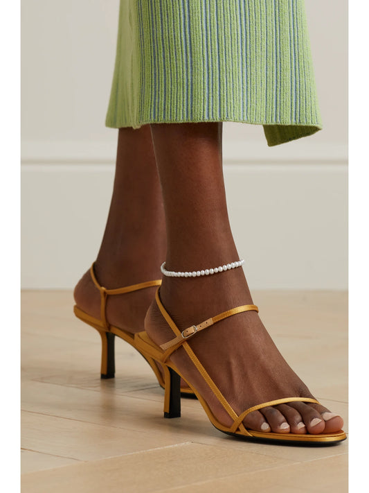 Image of Anklets. Product name - Not Your Mother's 14-karat Gold Pearl Anklet in White colour by brand - Mateo
