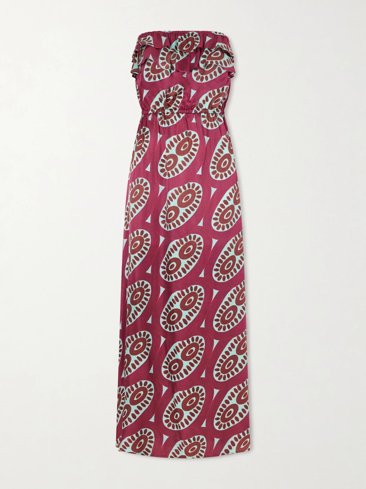 Selene Printed Ruffled Silk-blend Maxi Dress