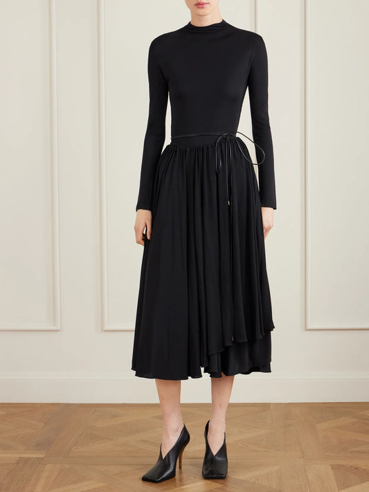 Image of Dresses. Product name - Jersey Midi Dress in Black colour by brand - Alaïa
