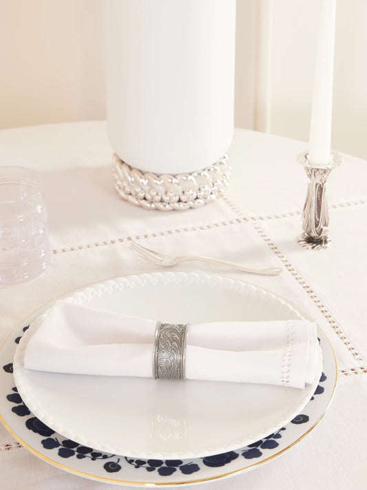 Image of Tableware. Product name - Aidan Set Of Two Engraved Pewter Napkin Rings in Silver colour by brand - Ralph Lauren Home