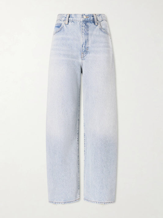 Image of Jeans. Product name - High Rise Curve High-rise Wide-leg Jeans in Blue colour by brand - FRAME