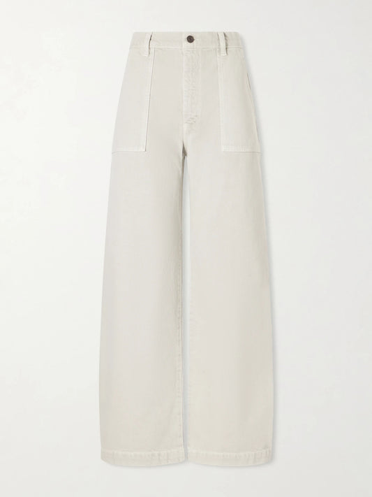 Image of Jeans. Product name - High Rise Curve High-rise Wide-leg Barrel Jeans in Gray colour by brand - FRAME