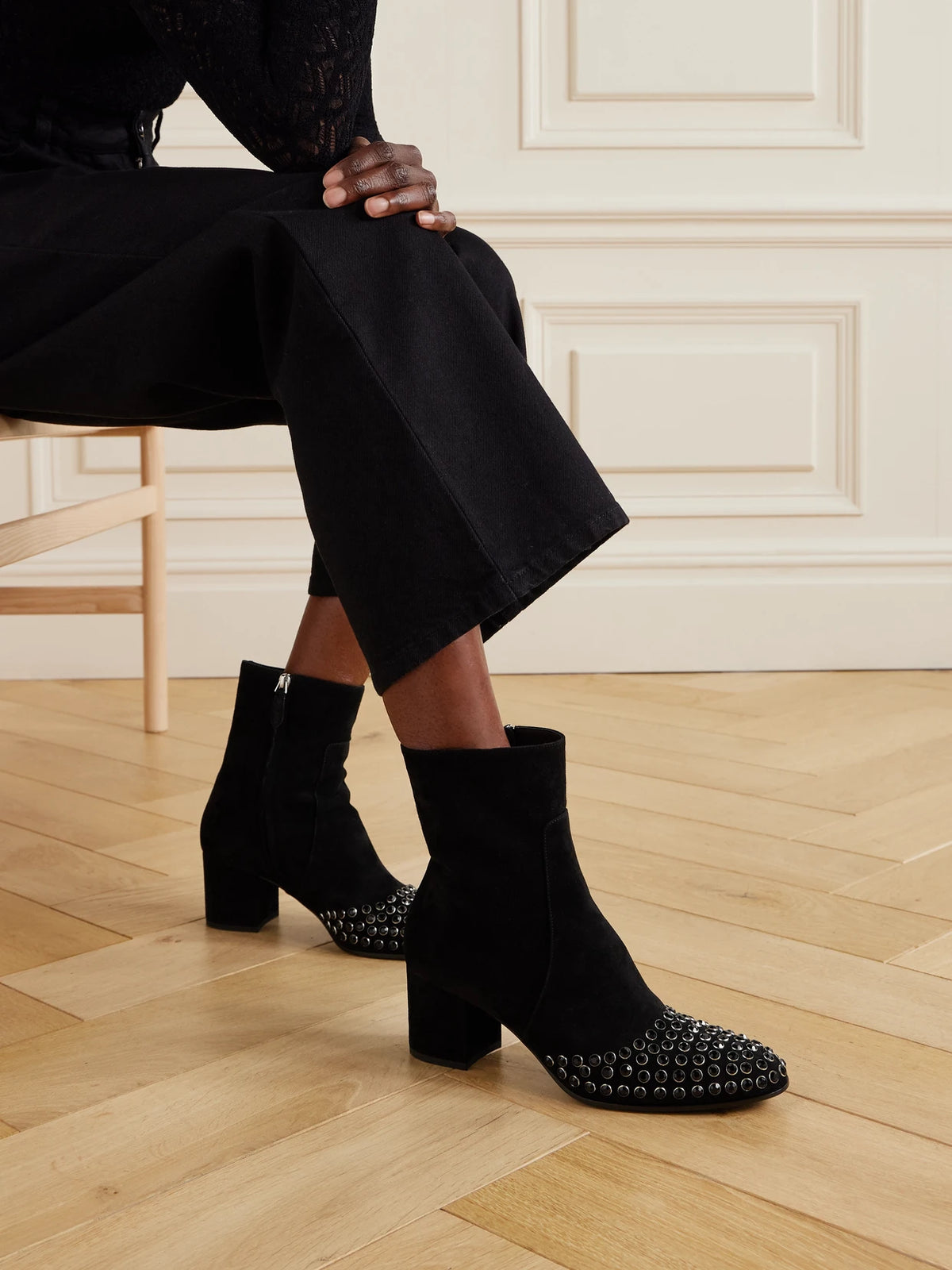 Crystal-embellished Suede Ankle Boots