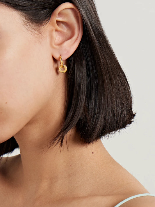 Image of Earrings. Product name - Karma Heart Beat Small 18-karat Gold And Ceramic Single Hoop Earring in Multi colour by brand - FoundRae