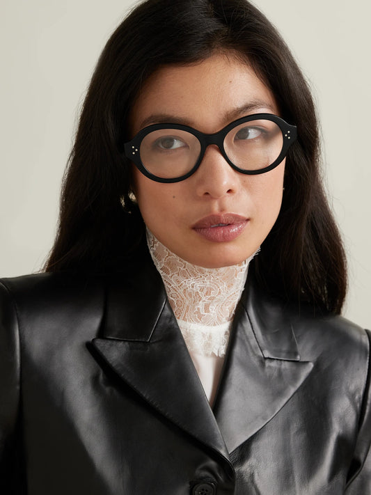 Image of Accessories. Product name - Round-frame Acetate Optical Glasses in Black colour by brand - CELINE Eyewear