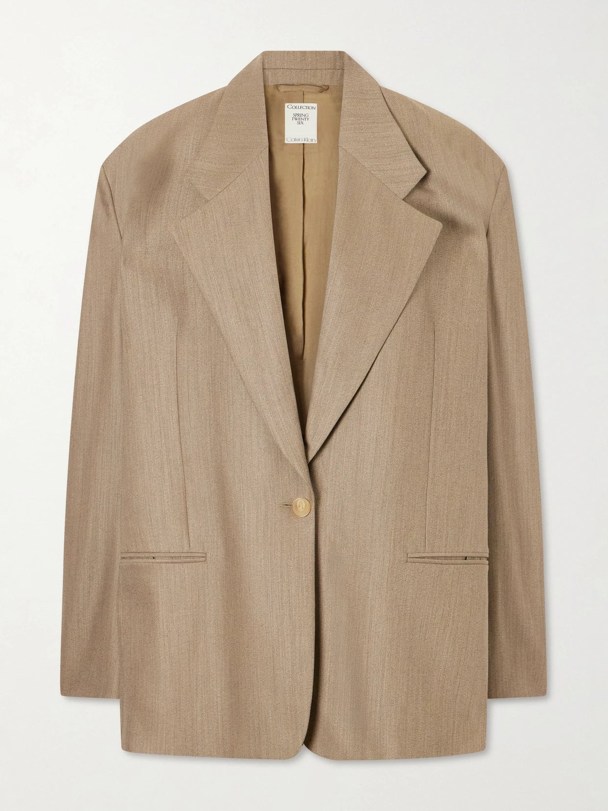 Image of Coats & Jackets. Product name - Avery Oversized Wool-blend Blazer in Light brown colour by brand - Calvin Klein Collection
