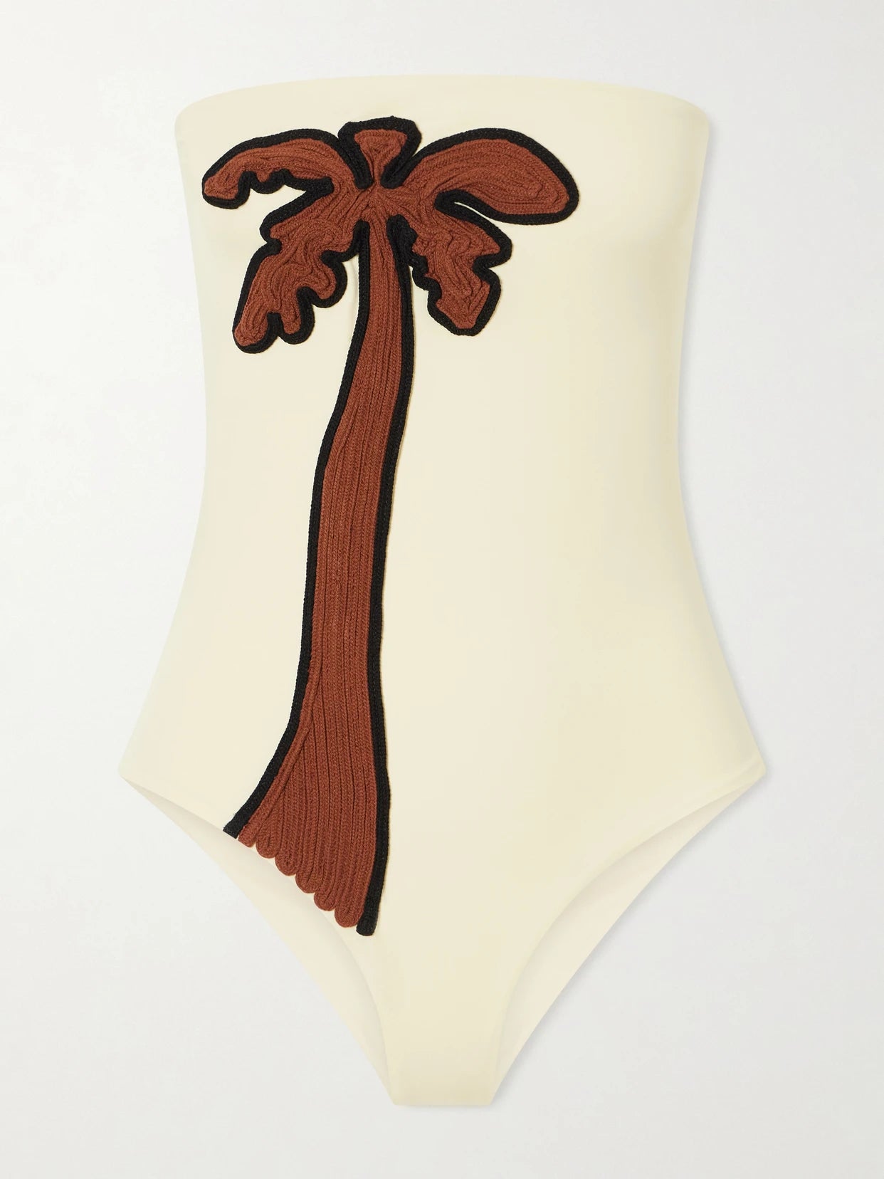 Palm Appliquéd Strapless Swimsuit