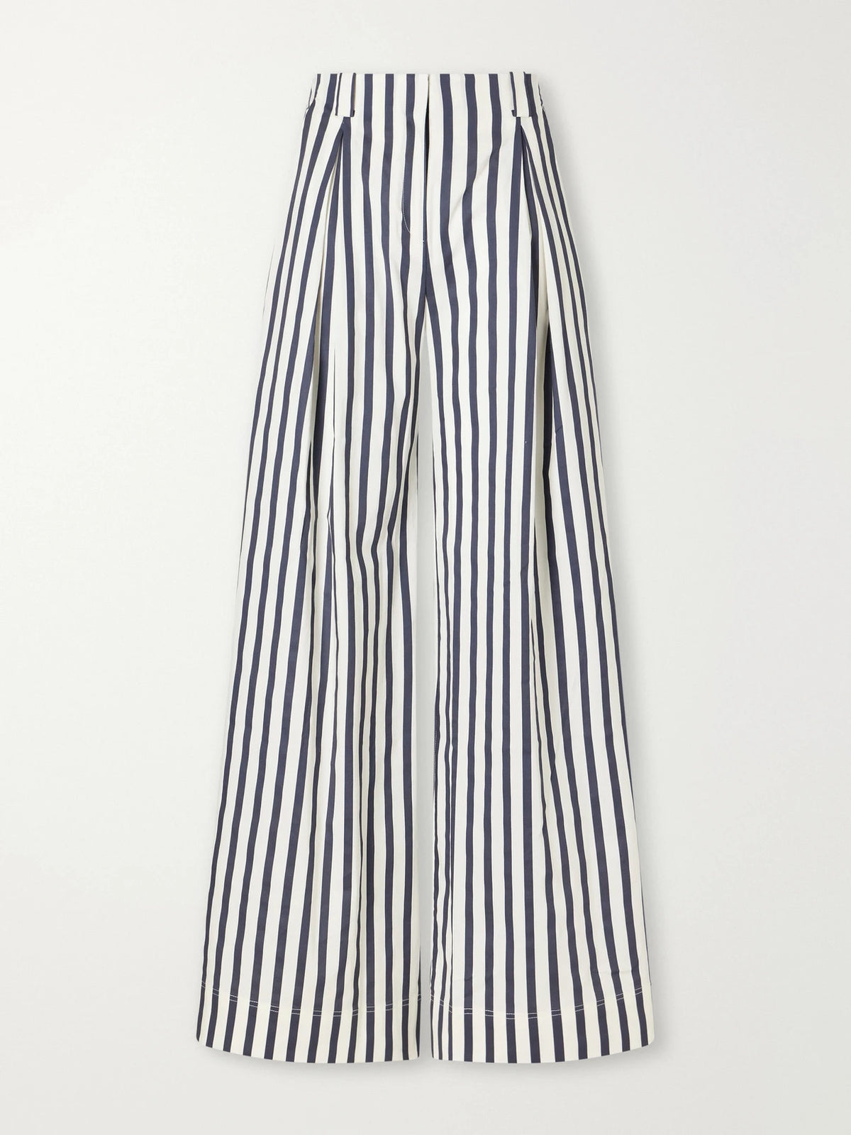 Andres Otalora Unna Pleated Striped Cotton-poplin Wide-leg Pants