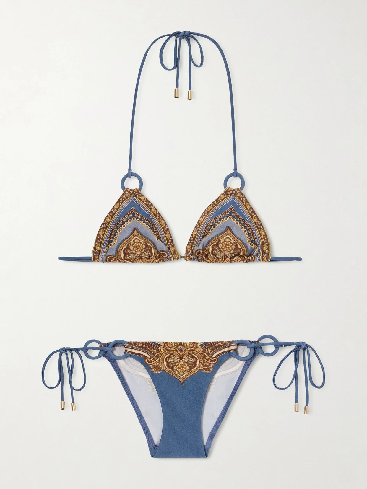 Image of Swimwear. Product name - Mahon Printed Bikini in Blue colour by brand - Zimmermann