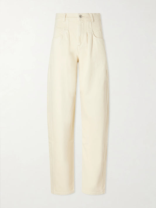 Image of Jeans. Product name - Lisha Wide-leg Jeans in Beige colour by brand - ISABEL MARANT