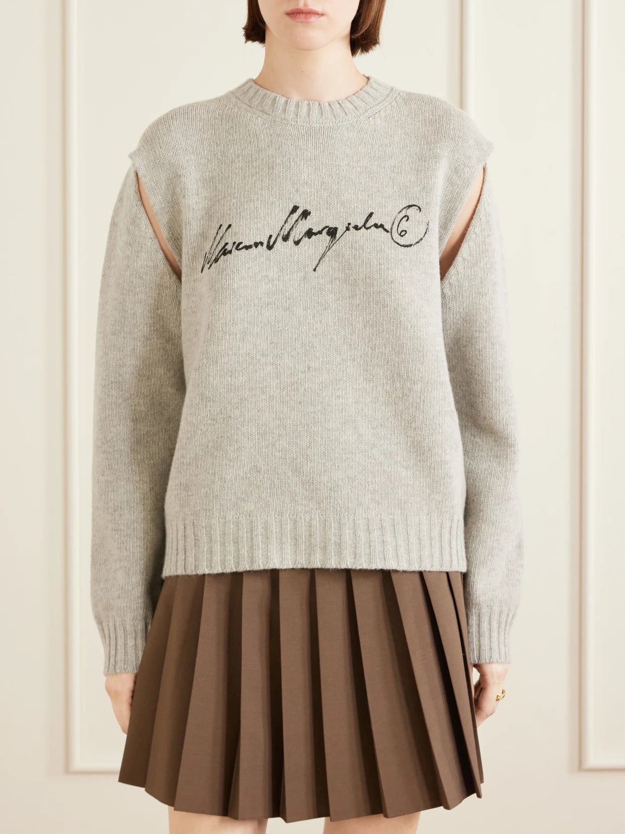 Logo-print Cut-out Wool-blend Sweater