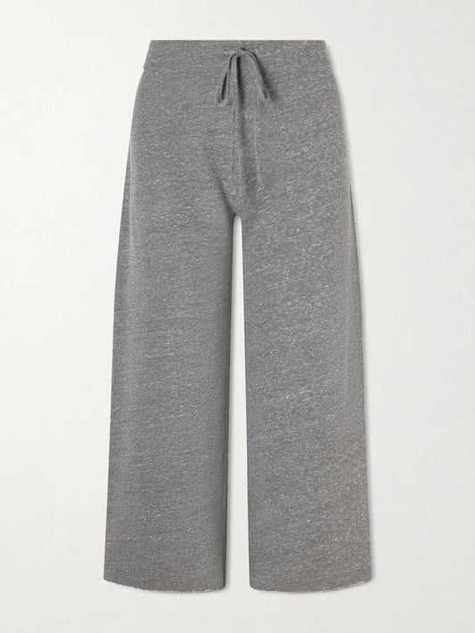 Image of Sleepwear & Loungewear. Product name - Kiki Cropped Jersey Track Pants in Gray colour by brand - Nili Lotan
