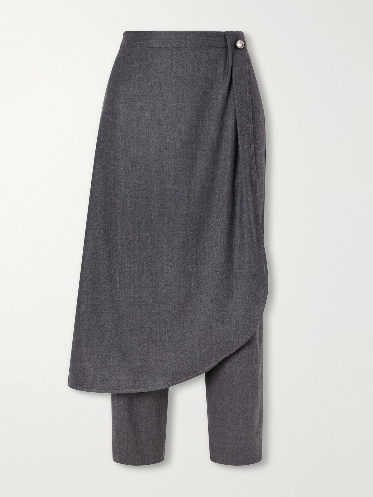 Maria McManus Layered Wrap-effect Wool-blend Flannel Straight-leg Pants