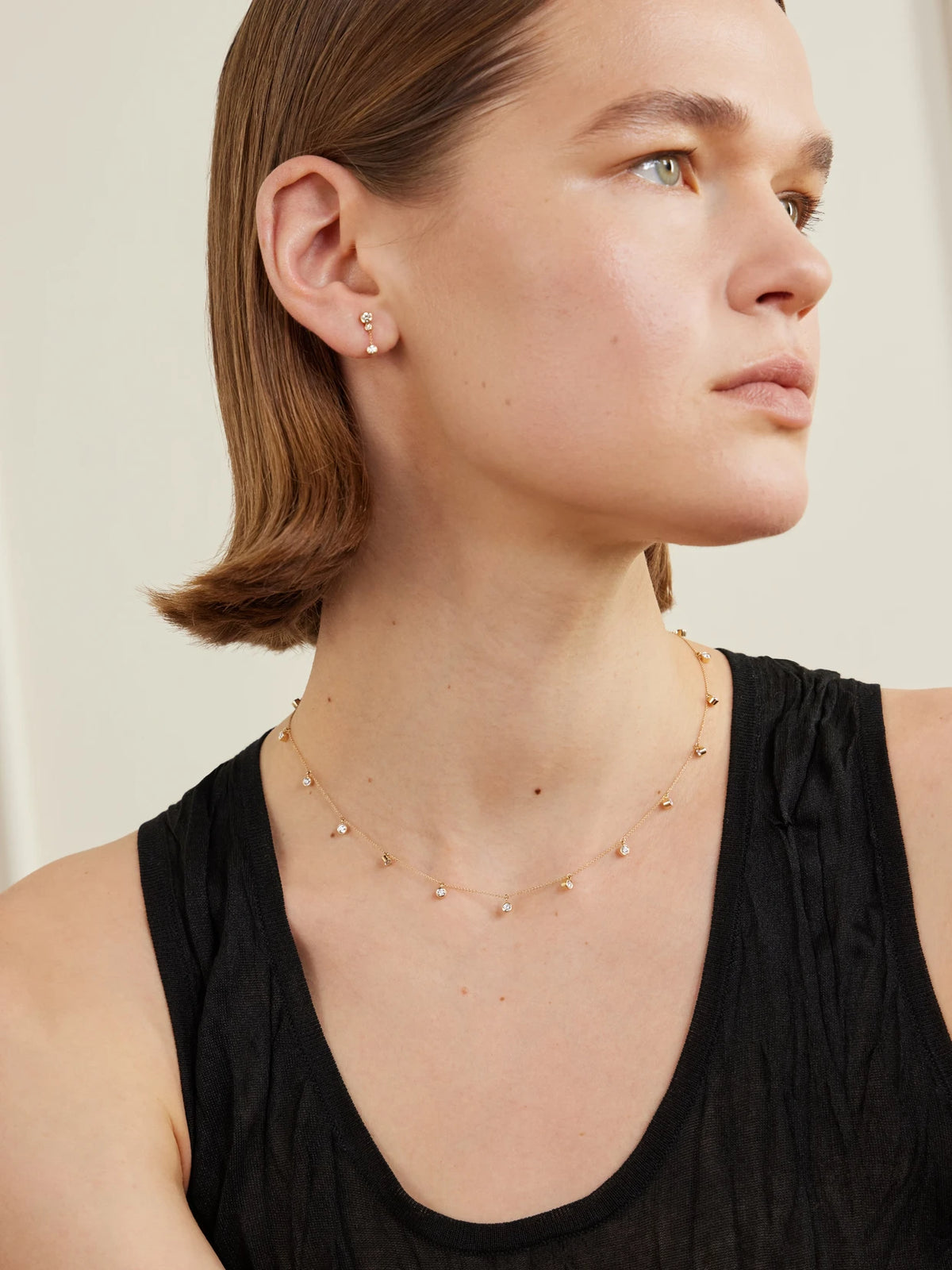Image of Necklaces. Product name - Lou Of The Valley 18-karat Recycled Gold Diamond Necklace in Multi colour by brand - Sophie Bille Brahe