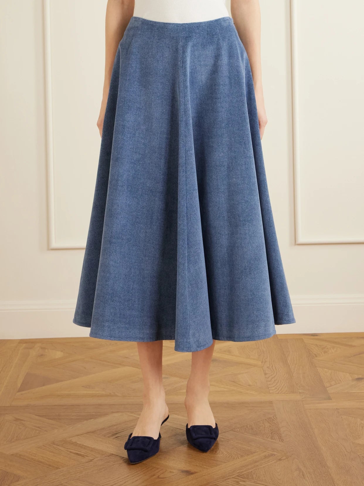 Varda Paneled Denim Midi Skirt
