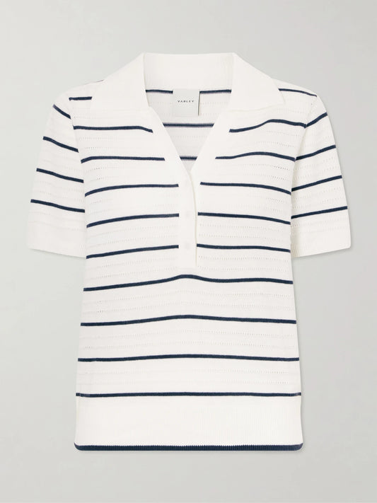 Wren Striped Cotton-blend Knitted Polo Shirt
