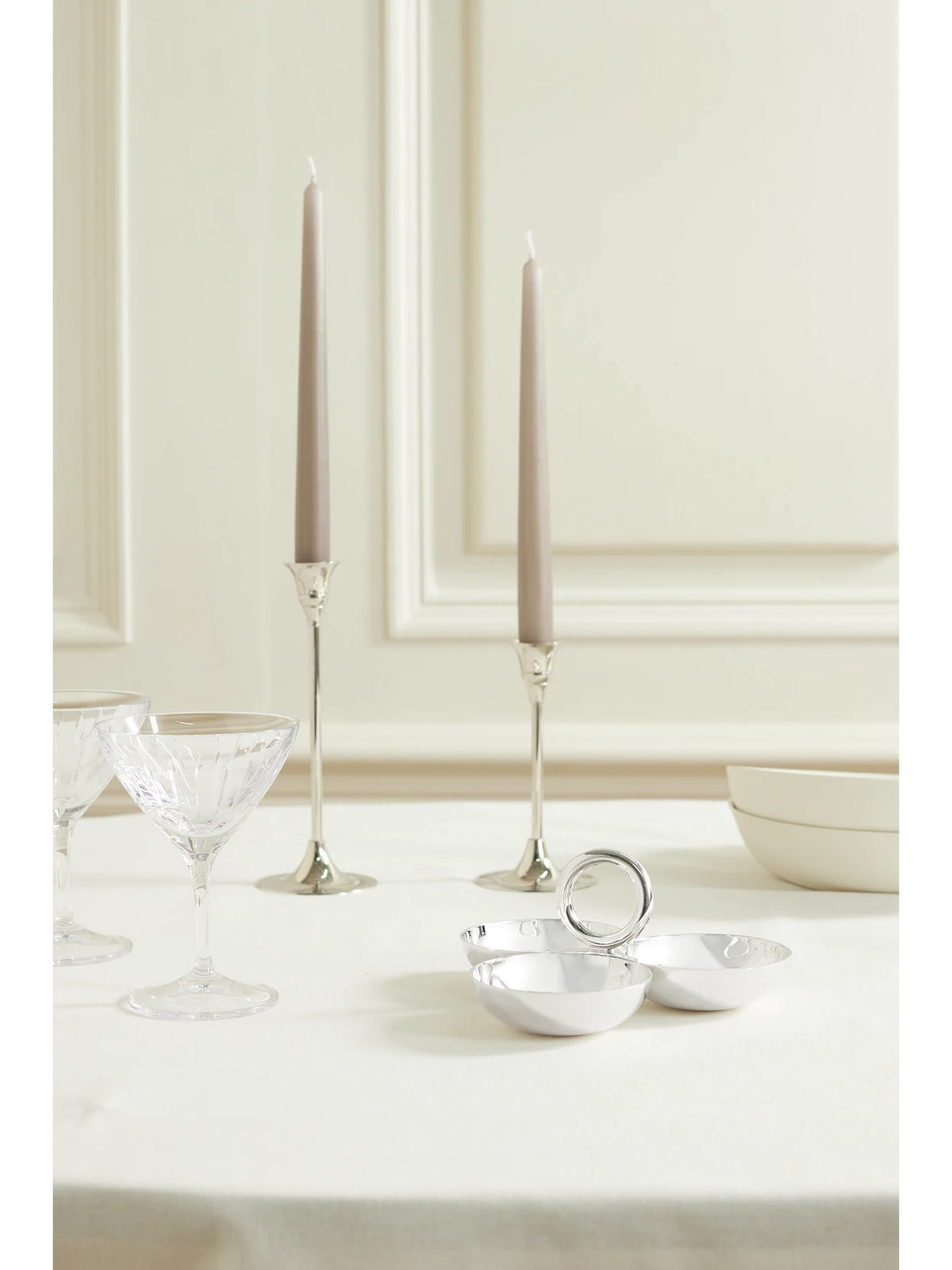 Image of Tableware. Product name - Vertigo Set Of Three Small Silver-plated Serving Dishes in Multi colour by brand - Christofle