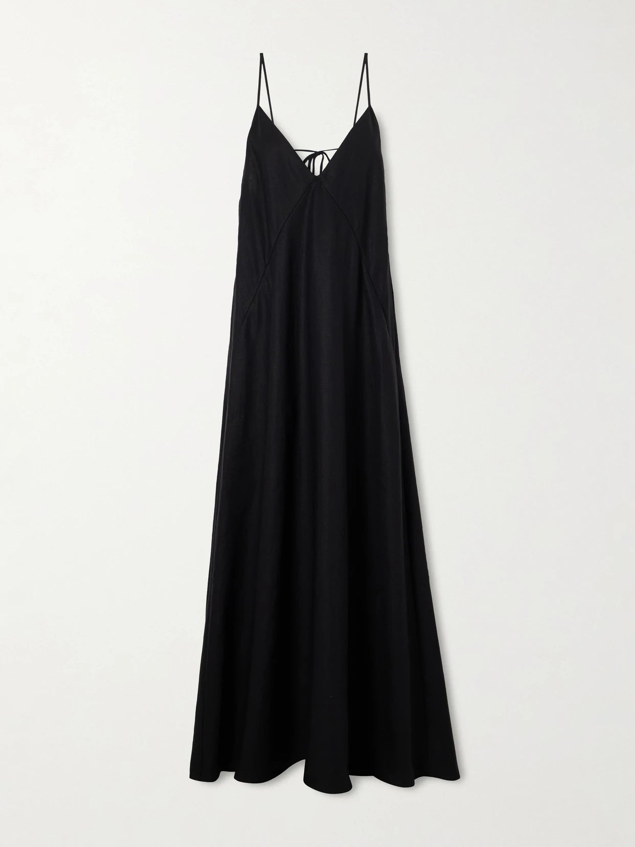 Image of Dresses. Product name - Knotted Paneled Linen Maxi Dress in Black colour by brand - Another Tomorrow