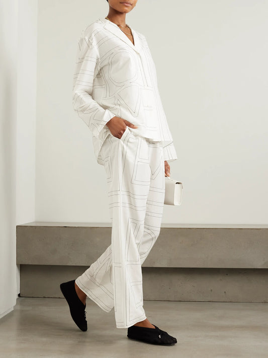 Image of Shirts. Product name - Embroidered Organic Cotton And Silk-blend Shirt in White colour by brand - TOTEME