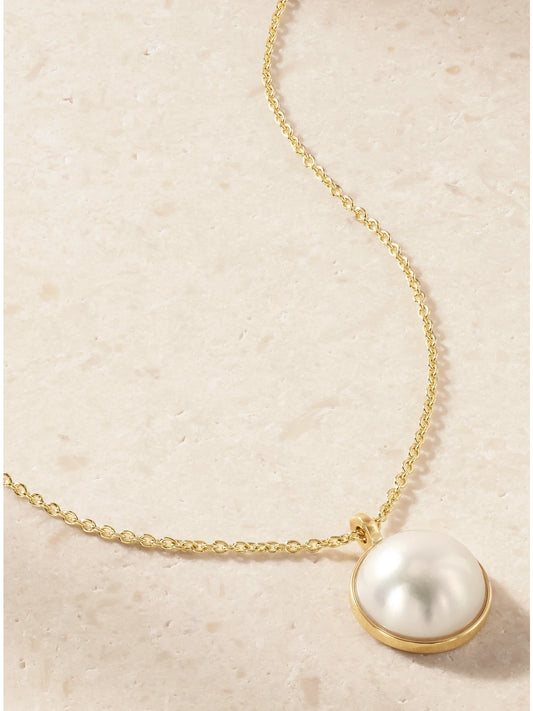 Sophie Bille Brahe Luce Simple 14-karat Recycled Gold Pearl Necklace