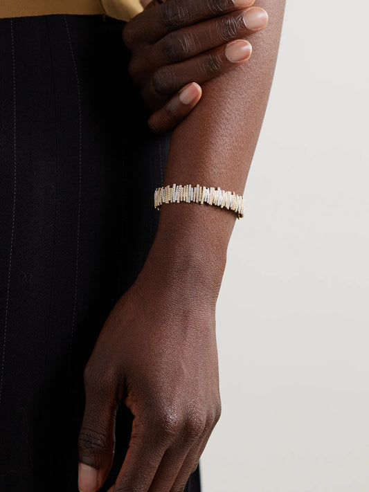 Image of Bracelets. Product name - 18-karat White, Rose And Yellow Gold Diamond Bangle in Multi colour by brand - Suzanne Kalan