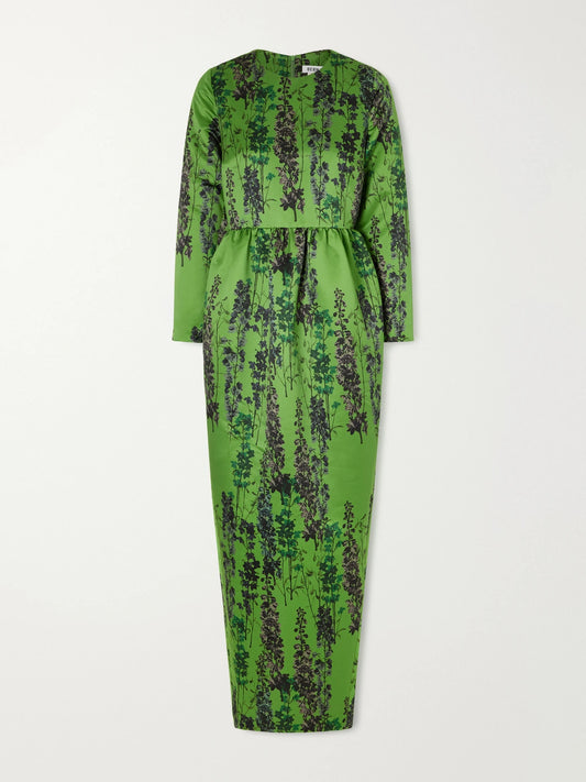 BERNADETTE Lenny Gathered Floral-print Satin Midi Dress