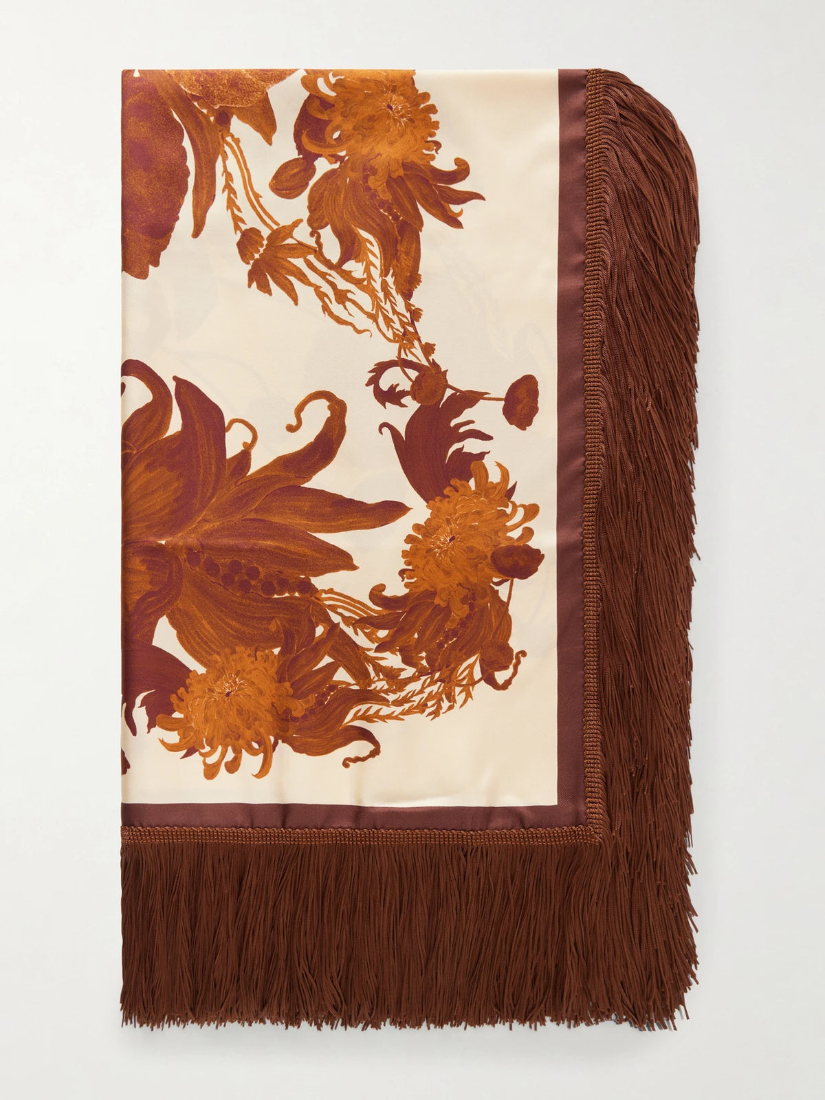 La DoubleJ Reversible Fringed Printed Silk-twill Scarf