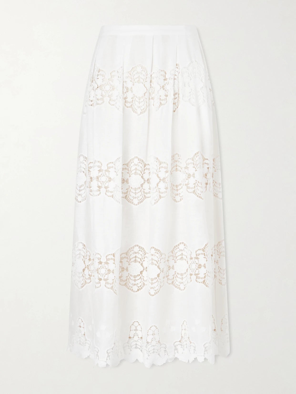 Carissa Embroidered Cotton And Linen-blend Midi Skirt