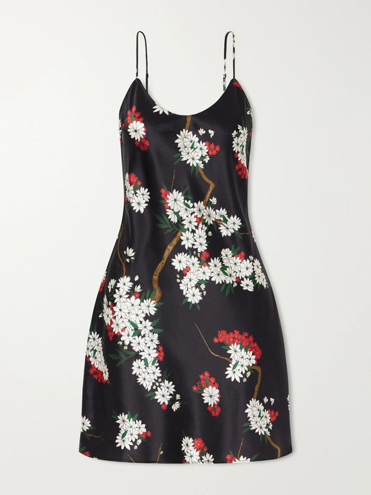 Venus Floral-print Silk-satin Nightdress