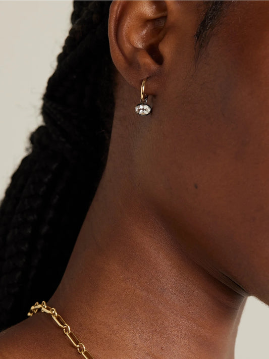 Image of Earrings. Product name - Orbit 14-karat Recycled Gold, Rhodium And Topaz Hoop Earrings in Multi colour by brand - By Pariah