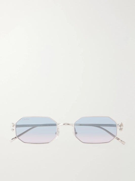 Eyewear Clash De Cartier Square-frame Silver-tone Metal Sunglasses