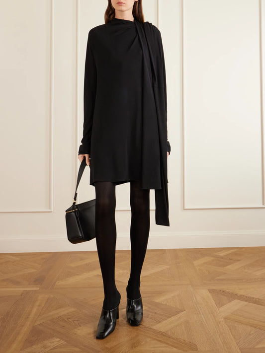 Image of Dresses. Product name - Asymmetric Jersey Mini Dress in Black colour by brand - TOTEME