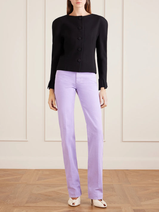 Image of Jeans. Product name - High-rise Slim Jeans in Lavender colour by brand - Chloé