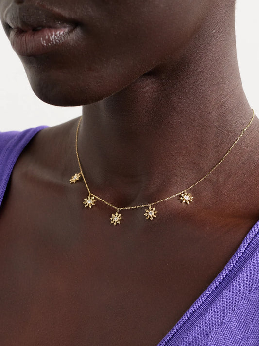 Image of Necklaces. Product name - Five Star Seed 18-karat Gold Diamond Necklace in Multi colour by brand - L'Atelier Nawbar