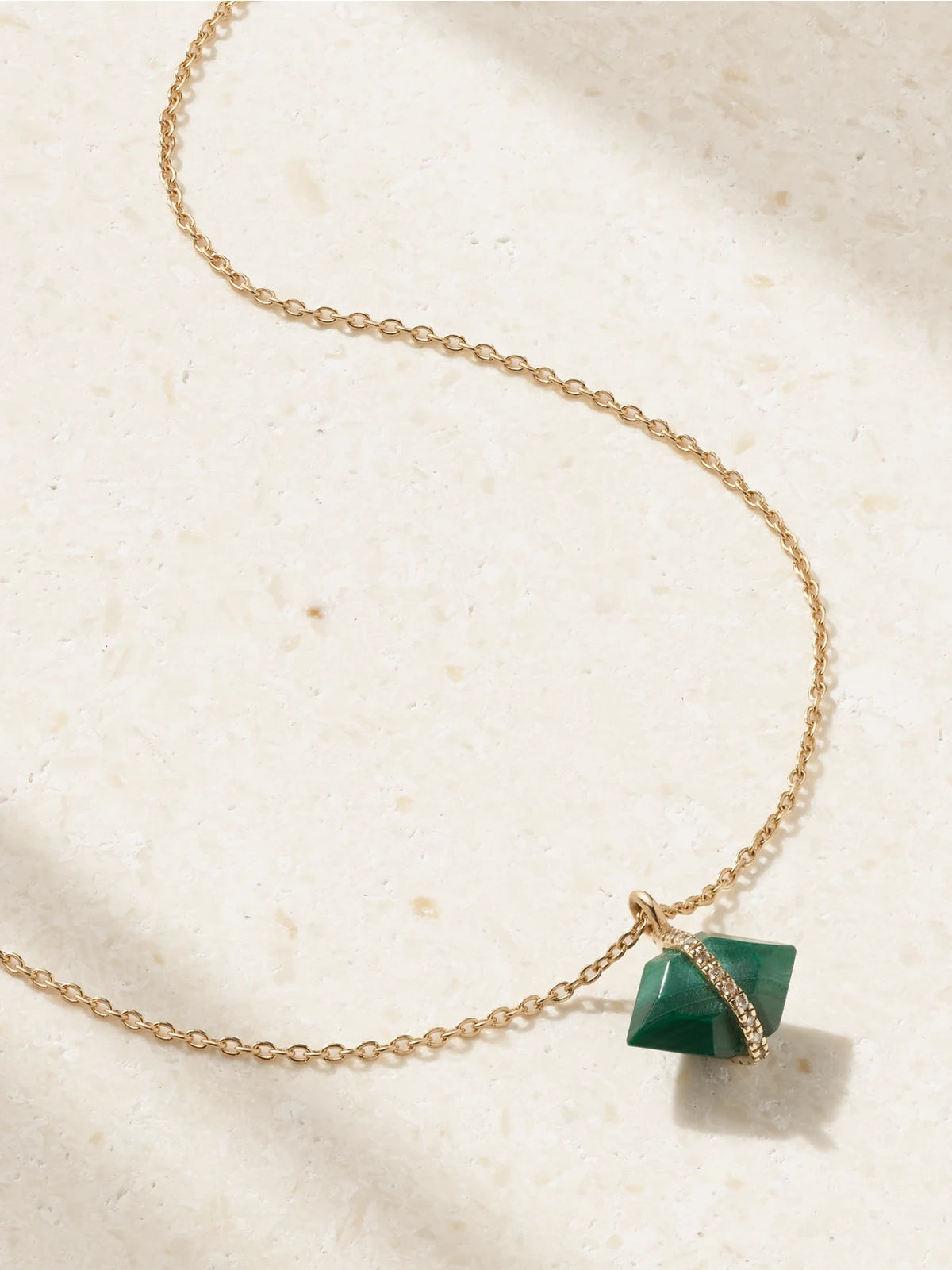 14-karat Recycled Gold, Malachite And Herkimer Diamond Necklace