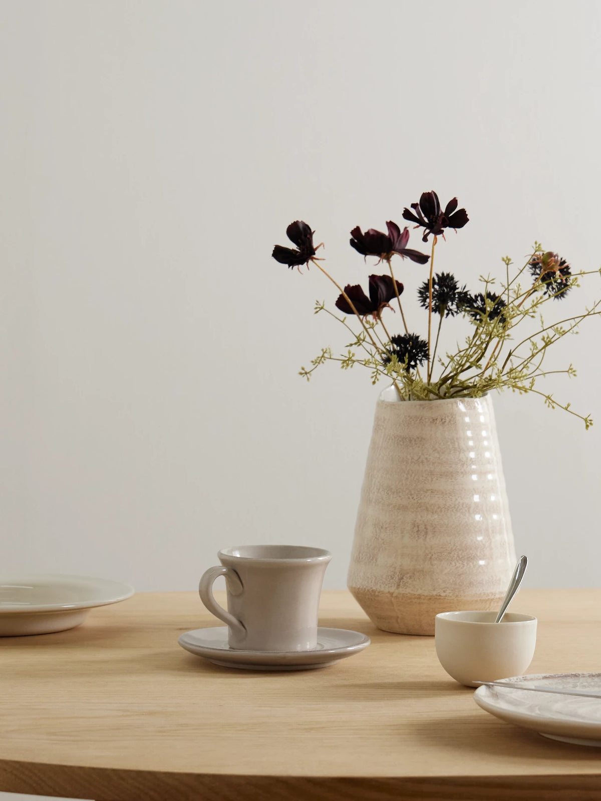 Image of Tableware. Product name - Set Of Two Ceramic Cups And Saucers in Gray colour by brand - Brunello Cucinelli