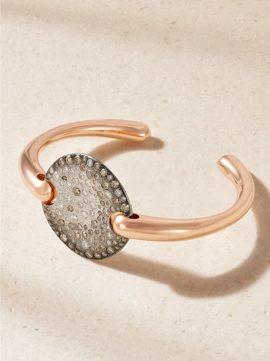 Pomellato Sabbia 18-karat Rose And Rhodium-plated White Gold Diamond Bangle