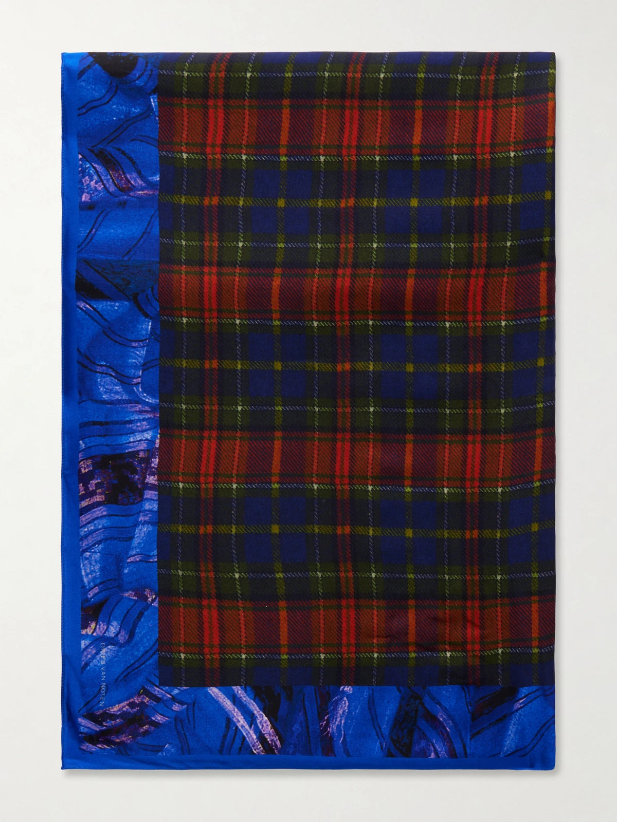 Dries Van Noten Flara Printed Checked Twill Scarf