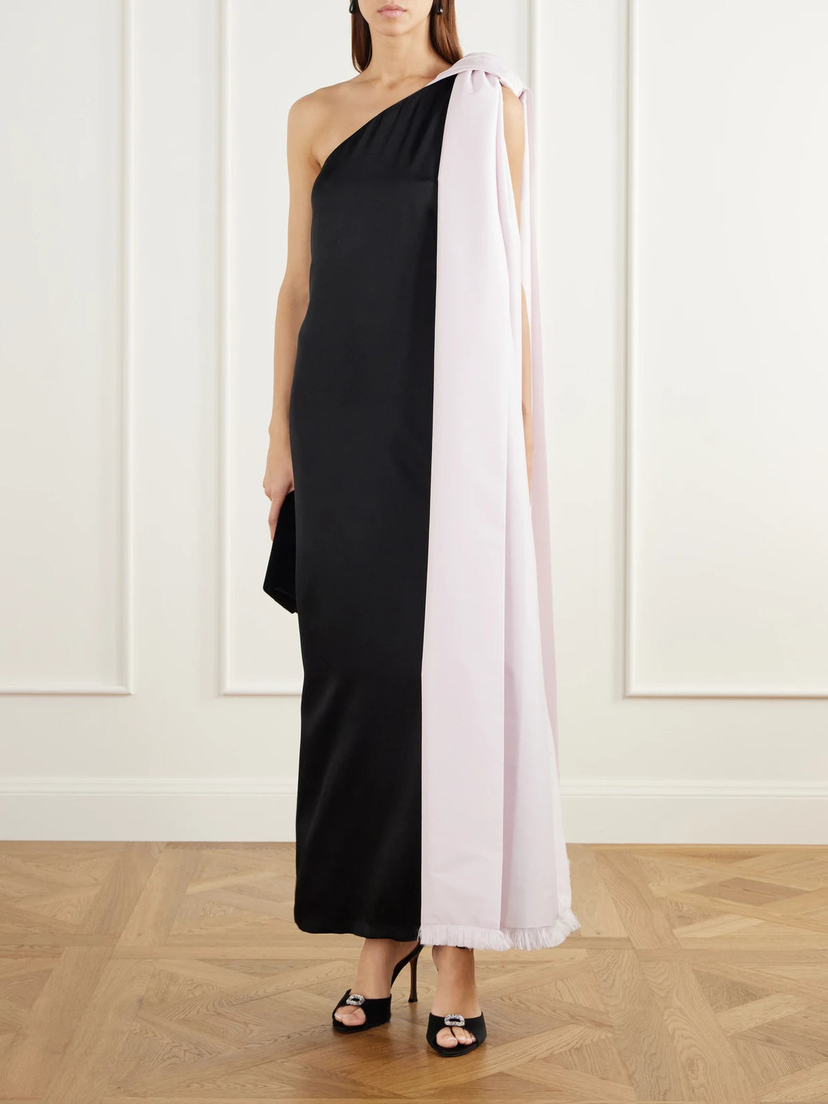 Image of Dresses. Product name - Ross Two-tone One-shoulder Satin Gown in Multi colour by brand - BERNADETTE