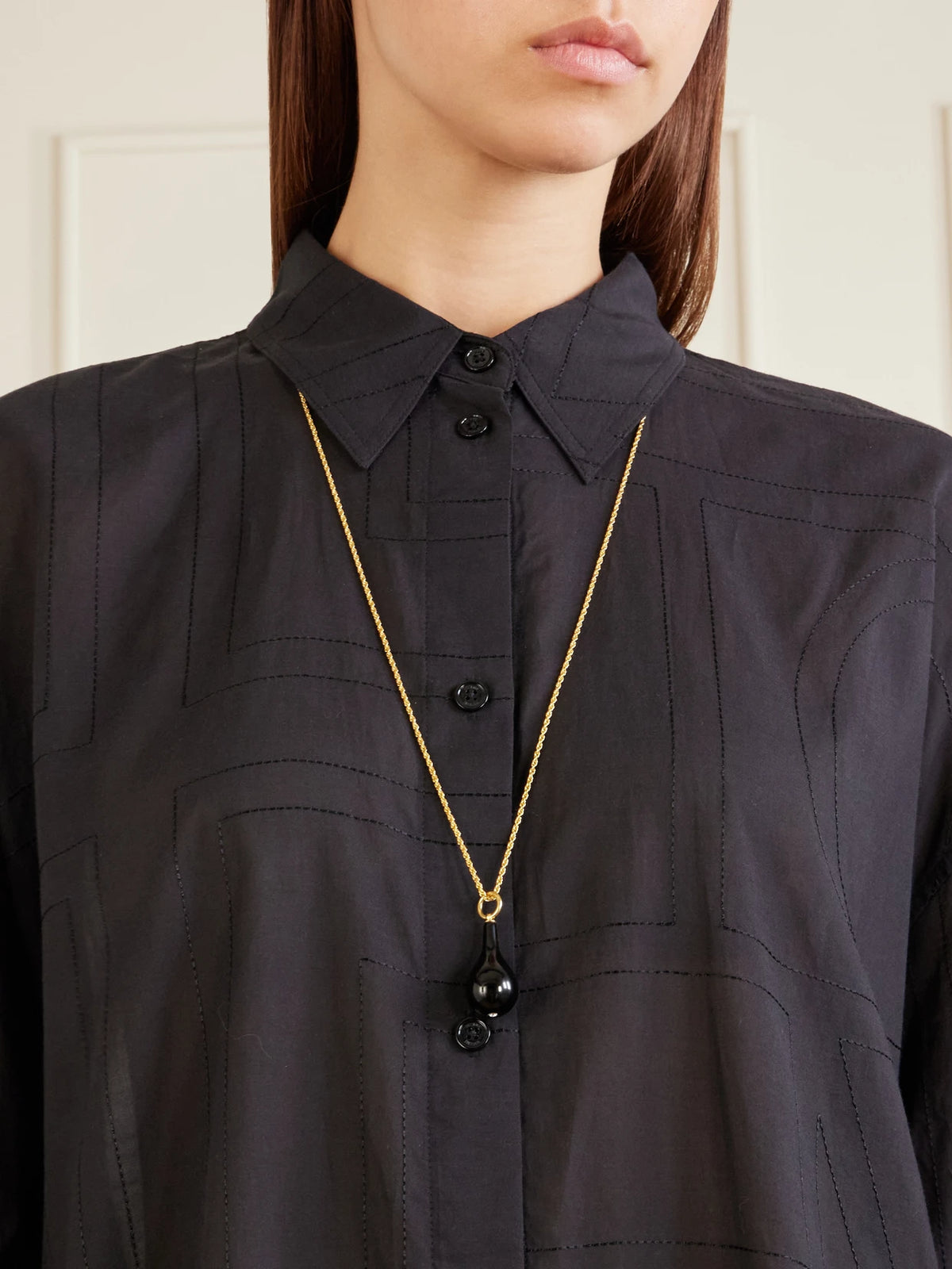 Drop Gold-plated Onyx Necklace