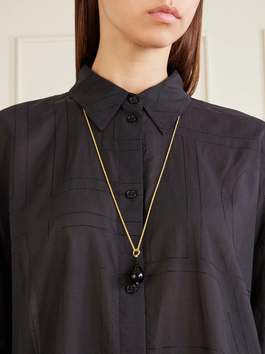 Drop Gold-plated Onyx Necklace