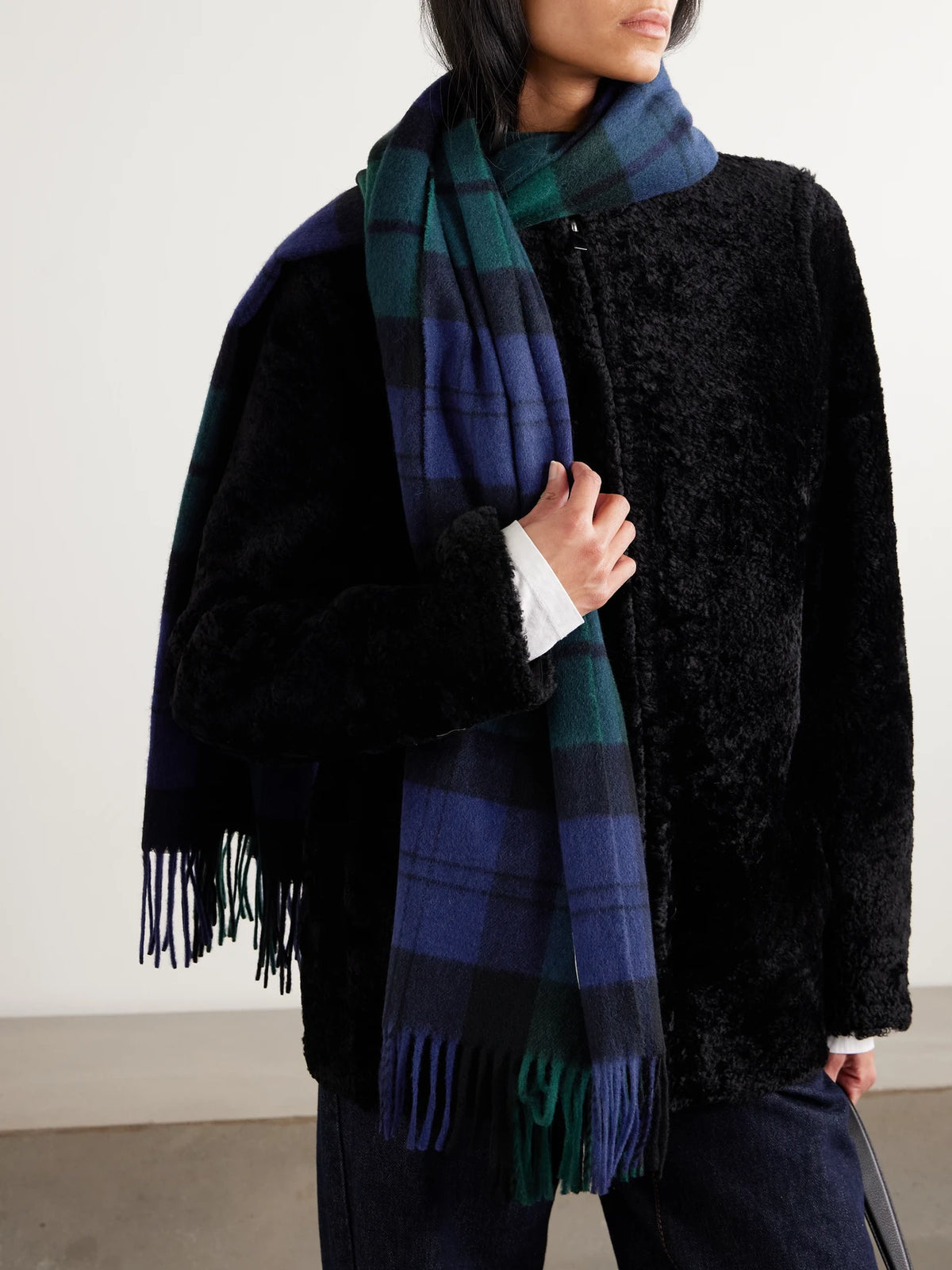 Image of Scarves & Shawls. Product name - Checked Cashmere And Wool-blend Scarf in Multi colour by brand - TOTEME